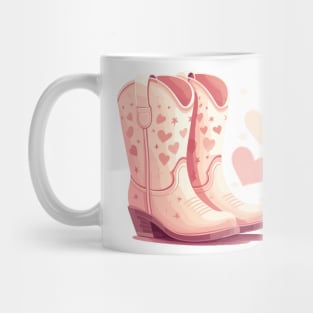 Blush Pink Cowgirl Boots With Hearts Mug